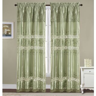 18 Attached Valance Gold RT Designers Collection Alisa Macrame Rod Pocket Curtain Panel 54 x 84 
